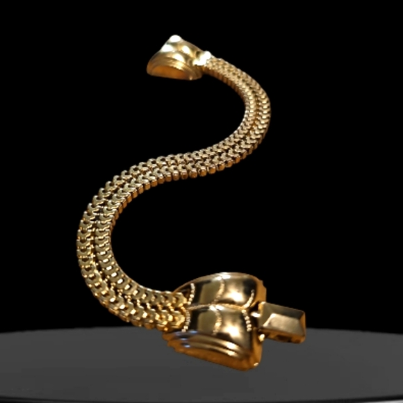 Rare Find,1960,Vintage & Charming Signed EJM GoldTone Bracelet Basket Wave. - Picture 5 of 9